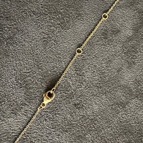 David Yurman Initial "J" Charm Necklace in 18K Yellow Gold & Pavé White Diamonds - Picture 15 of 16